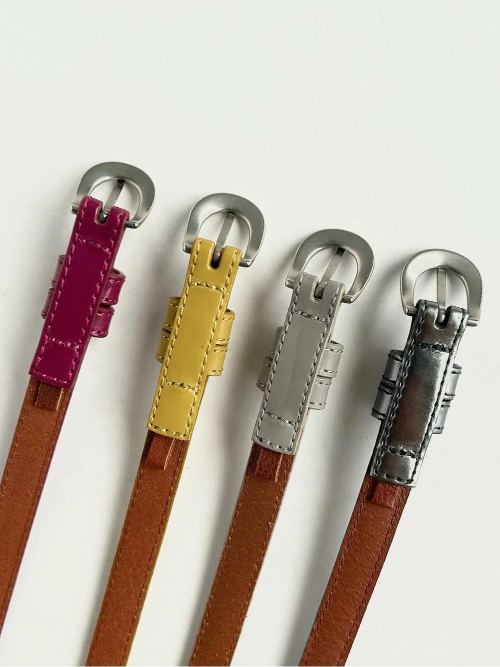 4 X Uniqlo lacquered leather skinny belt